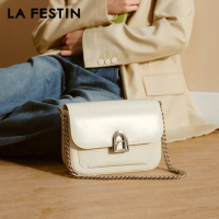 LA FESTIN Original New Handbag 2024 Women's bag Shoulder Chain Bag Leather Bag Crossbody Bag A-line Door Series