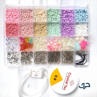 Manik manik gelang pasir payet pastel premium meronce cincin sekat 24 bonus tali elastis 1 roll - BI