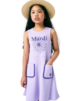 Kids Waffle Dress Flowermardi Lavender Violet