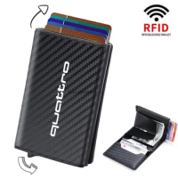 Carbon Fiber Credit Card Holder Wallets Men Rfid Black Magic Trifold Leather For Audi Quattro A3 A4 A5 A6 A7 A8 Q3 Q5 Q7 S3 RS3