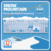 ECHOME 104key Wired USB Mechanical Keyboard Snowy Mountain Theme Pudding Keycap Backlight Gaming Keyboard Office for PC Laptops