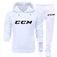 CCM men's and women's printed warm two-piece loose hoodie + pants jogging suit