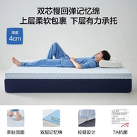 海瀾之家床褥墊 記憶棉軟墊 家用床褥墊 180x200cm 榻榻米床墊- 【厚約4CM】7A抗菌記憶綿床墊-格韻藍白【升級雙芯2+2CM】 90*200cm宿舍床【雙芯慢回彈記憶綿填充 釋壓護脊 不易