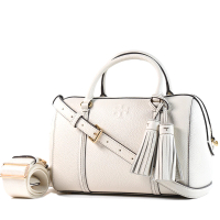 【TORY BURCH】THEA 流蘇荔枝紋手提/斜背二用波士頓包-象牙白/大