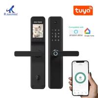 Google Smart Home Alexa/Tuya Fingerprint Door Lock With Camera Wireless Wifi Smart Fingerprint Identification Door Lock