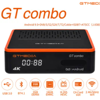 GTMEDIA GT COMBO Android 9.0 TV BOX+DVB-S/S2/S2X,DVB+T/T2/Cable/ATSC-C(J.83B)/ISDBT 4K Android BOX 4