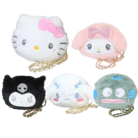 【小禮堂】Sanrio 三麗鷗 絨毛造型斜背包 - 大臉款 Kitty 酷洛米 大耳狗 人魚漢頓(平輸品)