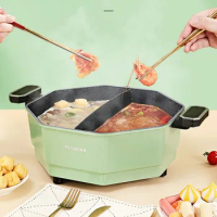 Food Dish Hot Pot Assortment Double Electric Soup Chinese Hot Pot Dip Instant Noodle Thickened Fondue Chinoise Kitchen Dining