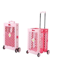 Cy Foldable Lever Car Shopping Lightweight Trolley Portable Luggage Trolley