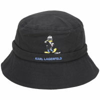 KARL LAGERFELD x Disney 可調整抽繩綁帶刺繡唐老鴨棉質漁夫帽(黑色)