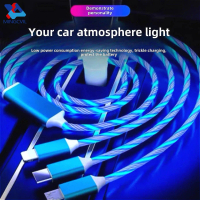Cáp sạc điện thoại, 3 IN 1 Flow Luminous Light, dành cho Xiaomi, iPhone và Samsung, Dây sạc điện tho