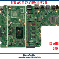 StoneTaskin High quality For ASUS X541UAK Laptop Motherboard X541UVK REV2.0 Main Board I3-6100U I3-6006U 4GB 100% Tested