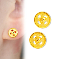 【JING YANG 晶漾】黃金耳環可愛紐扣(0.52錢±0.05錢)