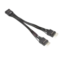 Computer Motherboard USB Extension Cable 9 Pin 1 Female To 2 Male Y Splitter Audio HD Extension Cable For PC DIY 10cm