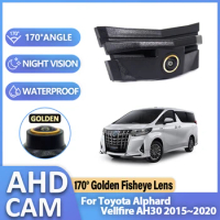 170° Golden Lens Fisheye AHD CCD Car Front View Parking Waterproof Logo Camera For Toyota Alphard Ve