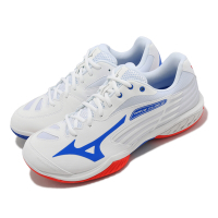 Mizuno 羽球鞋 Wave Claw 2 寬楦 男鞋 白 藍 紅 室內運動 排球 桌球 避震 71GA2110-26