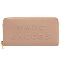 MARC JACOBS 立體大LOGO牛皮ㄇ字拉鍊長夾(裸粉色)