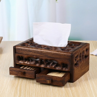 泰國實木鏤空抽紙盒 家用復古紙巾盒 木質紙抽盒創意餐巾盒熱賣