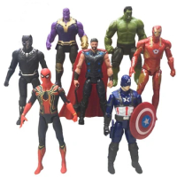 7Pcs/Set Movie The Avengers Figure Light Joint Moveable Spider Man Thor Hulk Captain America Toys Doll Children Gift