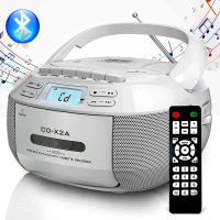 Portable CD Player Boombox Cassette AM FM Radio Bluetooth Speakers AUX USB MP3 Plays with Remote Con