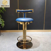 Luxury swivel chair lamp bar simple stainless steel high stool back bar bar stool high stool
