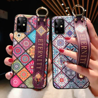 10 Galaxy Note 20 Ultra Flower Case Art Leaf Wrist Strap Phone Holder Cover for Samsung S21 S20 Ultra A21S S20 FE A21S Plus Capa