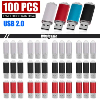 Free Custom 100PCS USB Flash Drive Pen Drive 256MB 512MB 1GB 2GB 4GB 8GB 16GB Pendrive Memory Stick 32GB 64GB USB Stick Gift