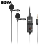 BOYA BY-M1DM Dual Omnidirectional Lavalier Microphone Clip-on Lapel Mic for Iphone Smartphones Cameras Camcorders Audio Recorder