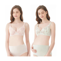 【Gennies 奇妮】4件組*COOLNESS沁涼蕾絲美型哺乳內衣(粉/綠HA11)