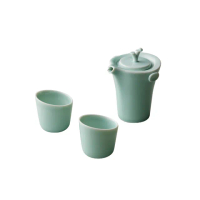 【安達窯】青瓷 - 森呼吸茶組 - 3件組禮盒裝(茶壺+茶杯)