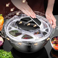 Salad Spinner Dehydrator Double Layer Rotating Vegetable Dehydrator Stainless Steel Fruit Drain Dryer Basket Kitchen Gadgets
