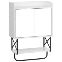 Bathroom Medicine Cabinet Mirror Storage Double Door Towel Bar Shelf Organizer White Black Modern Stylish Design Wall-Mounted