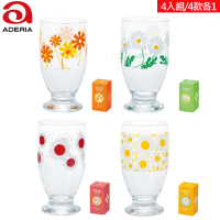 【ADERIA】日本復古玻璃杯 4款各1/共4杯 335ml 昭和系列(玻璃杯)