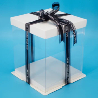 17*17*20.5cm High Quality Transparent Clear Square Cake Box for Birthday Cake 6 inch Cake Package Box