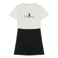 【PLAYBOY】空氣棉沙灰白刺繡洋裝(淺灰色)