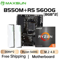 MAXSUN Gaming Motherboard Combo Terminator B550M with CPU AMD Ryzen 5 5600G DDR4 16GB(8GB*2) 3200MHz RAM M.2 SATA3 Computer Set