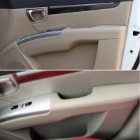 รถหนังไมโครไฟเบอร์2ชิ้นที่เท้าแขนประตูด้านหน้าแผงแผ่นปิดสำหรับ Hyundai Santa Fe 2006 2007 2008 2009 2010 2011 2012
