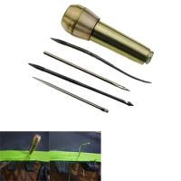 1 Set Canvas Leather Tent Shoes Sewing Awl Taper Repairing Tool Sets Hand Stitching Leathercraft Needle Kit