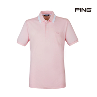 【PING】男款素色交織布口袋短袖POLO衫-粉紅(日本素材/吸濕排汗/抗UV/GOLF/高爾夫球衫/PA22102-13)