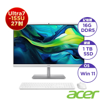 Acer 宏碁 C27-195ES 27型AIO桌上型電腦(CU7-155U/16GB/1TB/Win11)