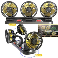 12V/24V/5V USB Three Heads Car Cooling Fan Adjustable Angle Car Air Fan Summer Cooler Cooling Fan for Car Truck