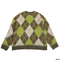 Pasangan Hijau Kot Luar Sweater Baru Asli Fengfang - Longgar Musim Luruh dan Musim Sejuk Sweater Berlian Pakaian Lelaki dan Wanita