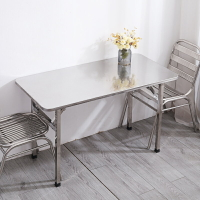 304桌面加厚不銹鋼折疊長方桌戶外餐桌小方桌出租屋擺攤可折疊