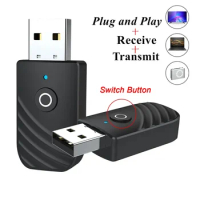 Wireless USB Bluetooth 5.0 Audio Transmitter Receiver 3in1 Adapter For TV PC Car USB Dongle