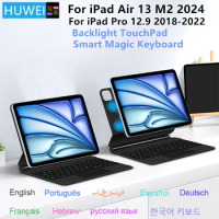 Folio Magic Keyboard For New iPad Air 13 2024 Pro 12.9 2018-2022 Funda Smart Case Portuguese Spanish Arabic German keyboard case