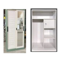 Lemari Pakaian Besi 2 Pintu Sliding Motif Jalusi - Anti Rayap Tahan Air & Anti Karat White Green