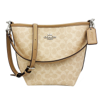 COACH 新款C LOGO肩背/斜背兩用水桶包(蕎麥奶茶)