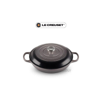 【Le Creuset】Le Creuset Oyster Flint 岩霧灰 淺圓鍋 淺鍋 淺底鍋 壽喜燒鍋 淺圓鑄鐵鍋 鑄鐵鍋 30cm