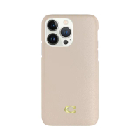 【COACH】iPhone 14 精品真皮手機殼 粉白色經典大C(保護殼/手機套/iPhone13可共用)