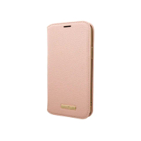 【Gramas】iPhone 12 mini 5.4吋 Shrink 時尚工藝 掀蓋式皮套(粉)